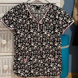 Skulls and crossbones scrub top